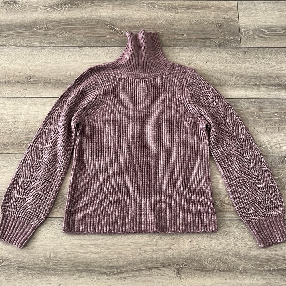 Joie Purple Pointelle turtleneck sweater size XL